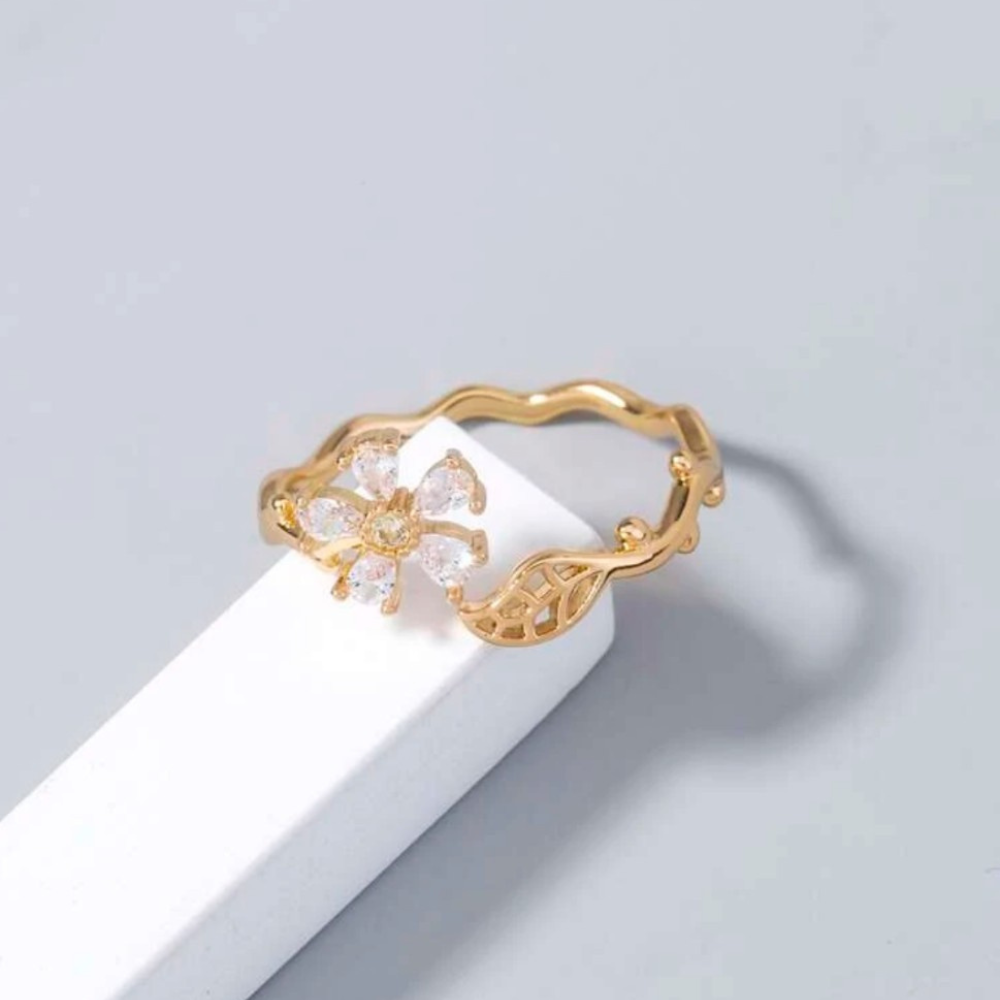 Flower and Leaf Adjustable Ring